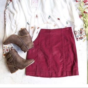 Free People Womens Corduroy Mini Skirt